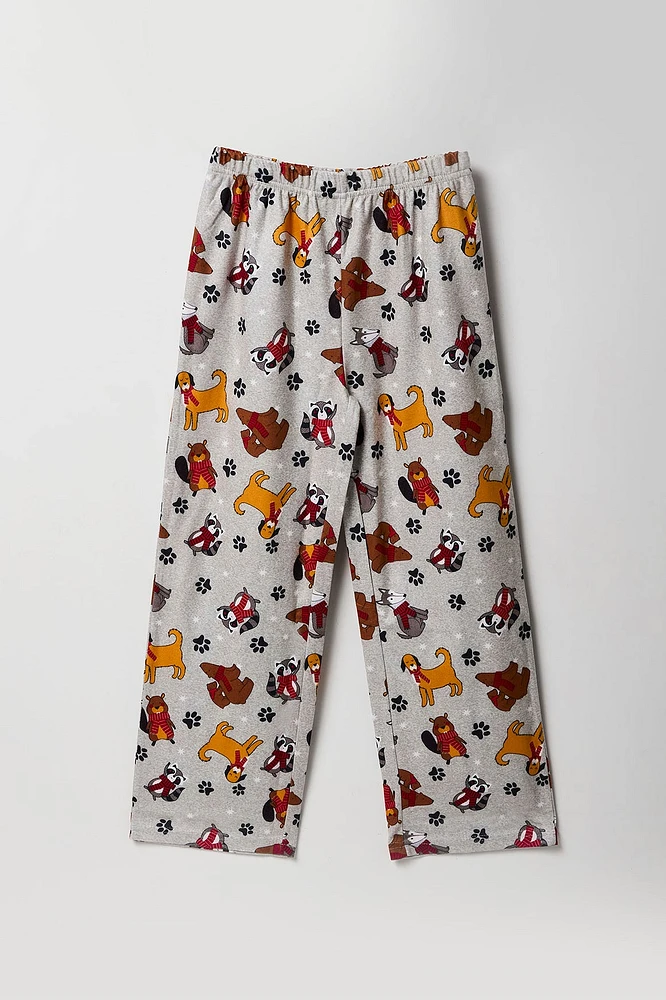 Ensemble pyjama Pyjamas de famille à imprimé Furry Friends en flanelle pour jeune