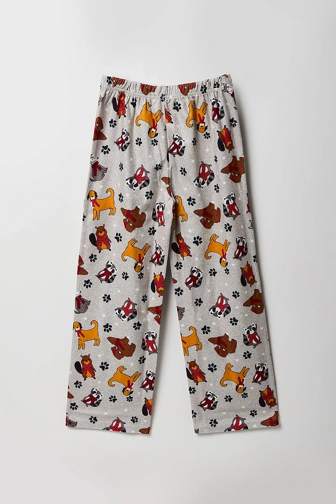 Ensemble pyjama Pyjamas de famille à imprimé Furry Friends en flanelle pour jeune