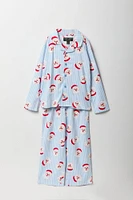 Ensemble pyjama Pyjamas de famille en flanelle à imprimé Père Noël pour jeune