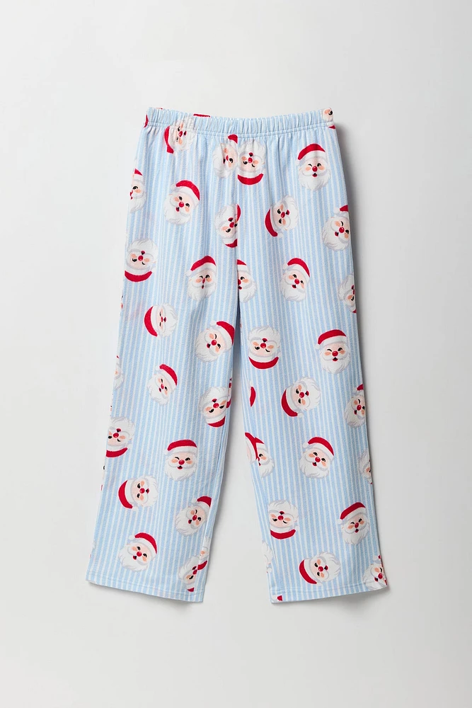 Ensemble pyjama Pyjamas de famille en flanelle à imprimé Père Noël pour jeune