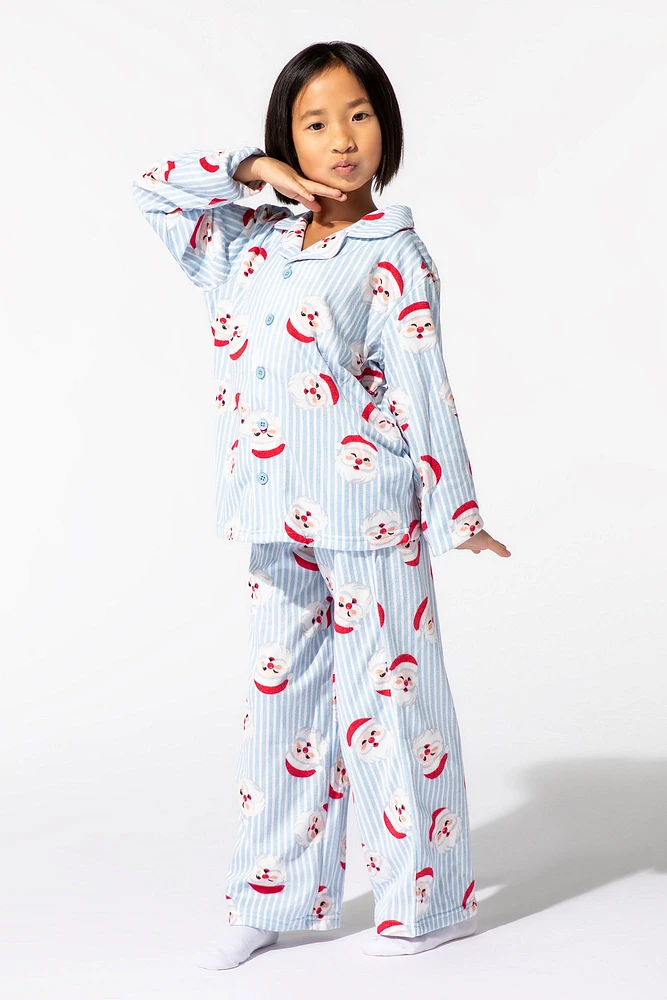 Ensemble pyjama Pyjamas de famille en flanelle à imprimé Père Noël pour jeune