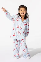 Ensemble pyjama Pyjamas de famille en flanelle à imprimé Père Noël pour jeune