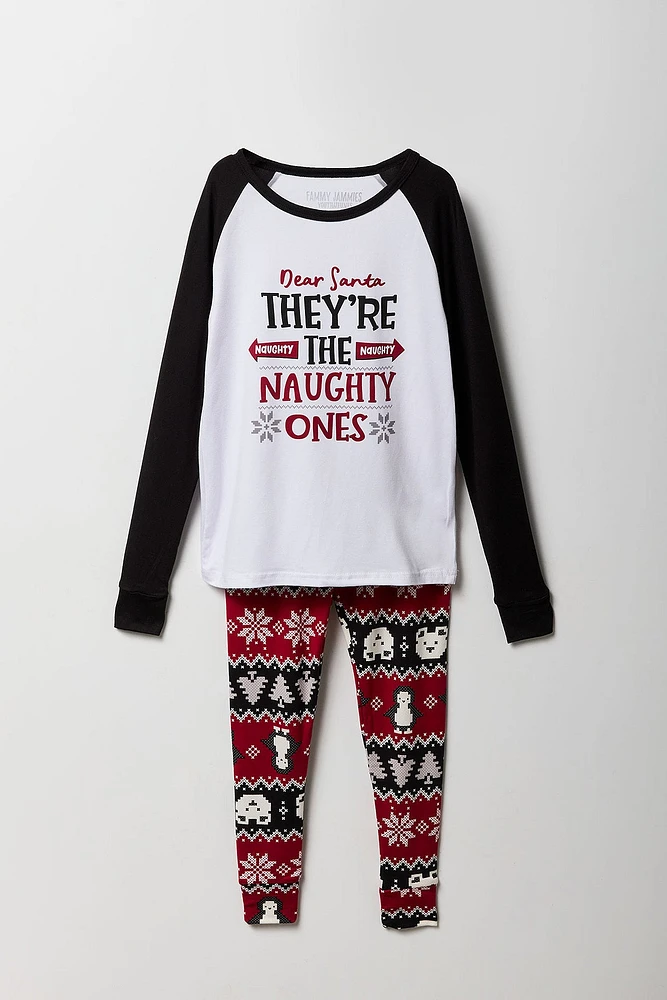 Ensemble deux pièces Pyjama de la famille à imprimé Naughty or Nice pour jeune