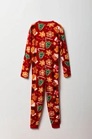 Combinaison de pyjama famille en velours à imprimé friandises Noël pour hommes