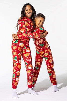 Combinaison de pyjama famille en velours à imprimé friandises Noël pour hommes