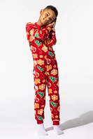 Combinaison de pyjama famille en velours à imprimé friandises Noël pour hommes