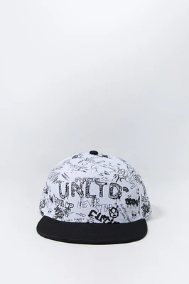 Boys Doodle Print Snapback Hat