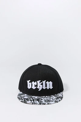 Casquette réglable avec motif brodé Brooklyn et imprimé graffitis