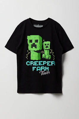 T-shirt à imprimé Minecraft Creeper Farm Tour pour enfants