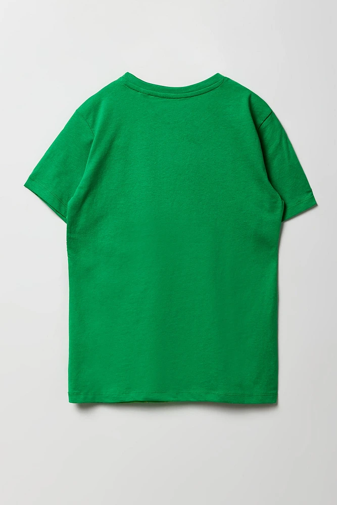 T-shirt vert à imprimé Minecraft Movie pour enfants