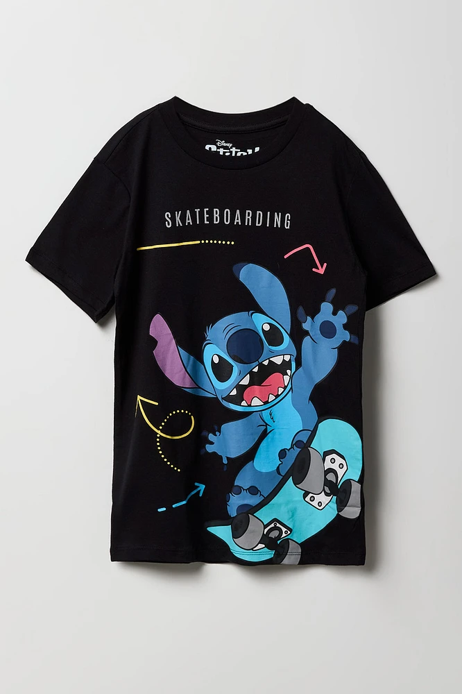 T-shirt à imprimé Stitch Skateboarding pour enfants