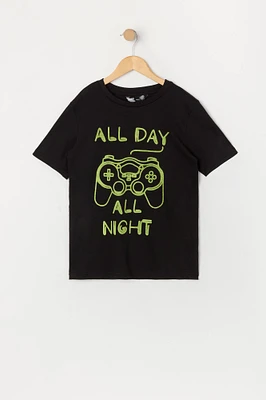 T-shirt à imprimé Gaming All Day Night pour garçon