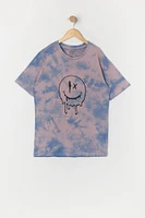 Boys Dripping Smiley Graphic Tie Dye T-Shirt