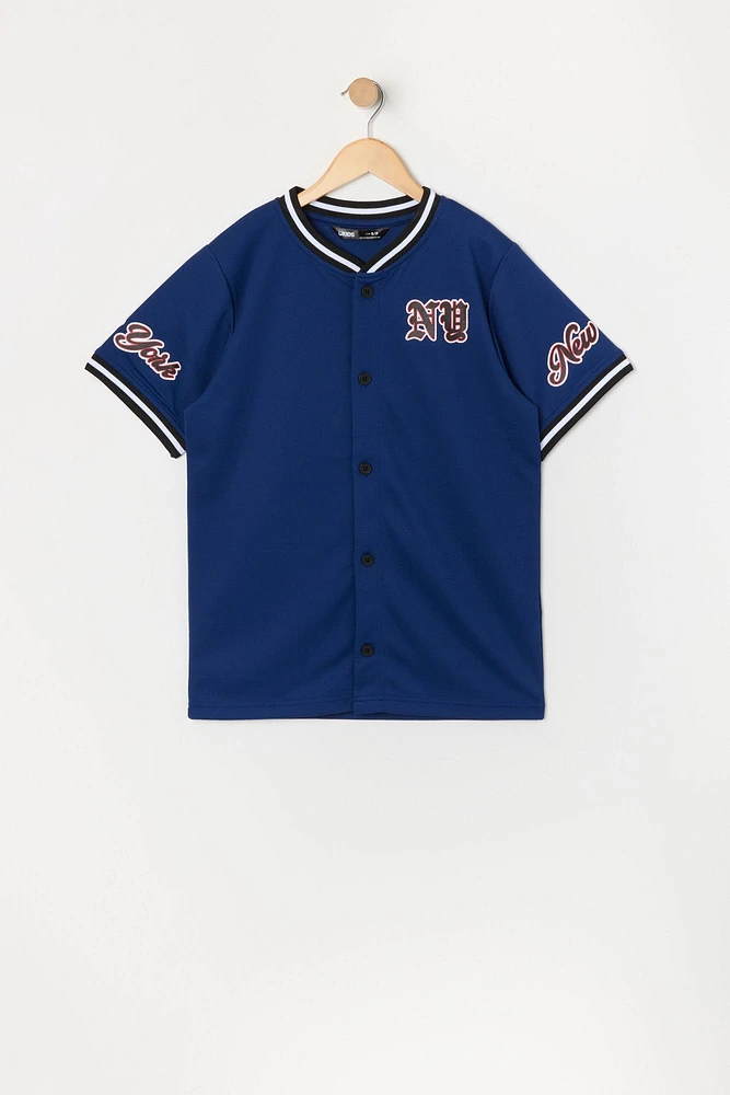 Jersey de baseball en filet à imprimé New York pour garçon