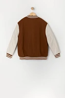 Boys Embroidered Fleece Varsity Jacket