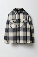 Boys Plaid Hooded Shacket