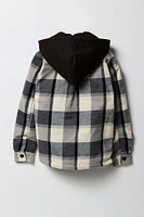 Boys Plaid Hooded Shacket