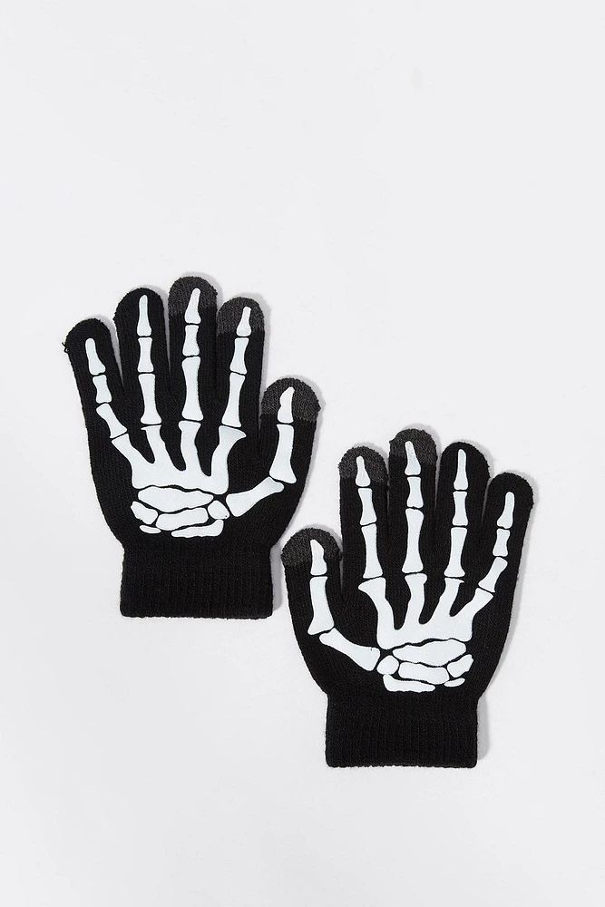 Boys Skeleton Touch Screen Gloves (2 Pack)