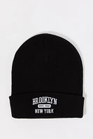 Boys City Embroidered Ribbed Knit Beanie