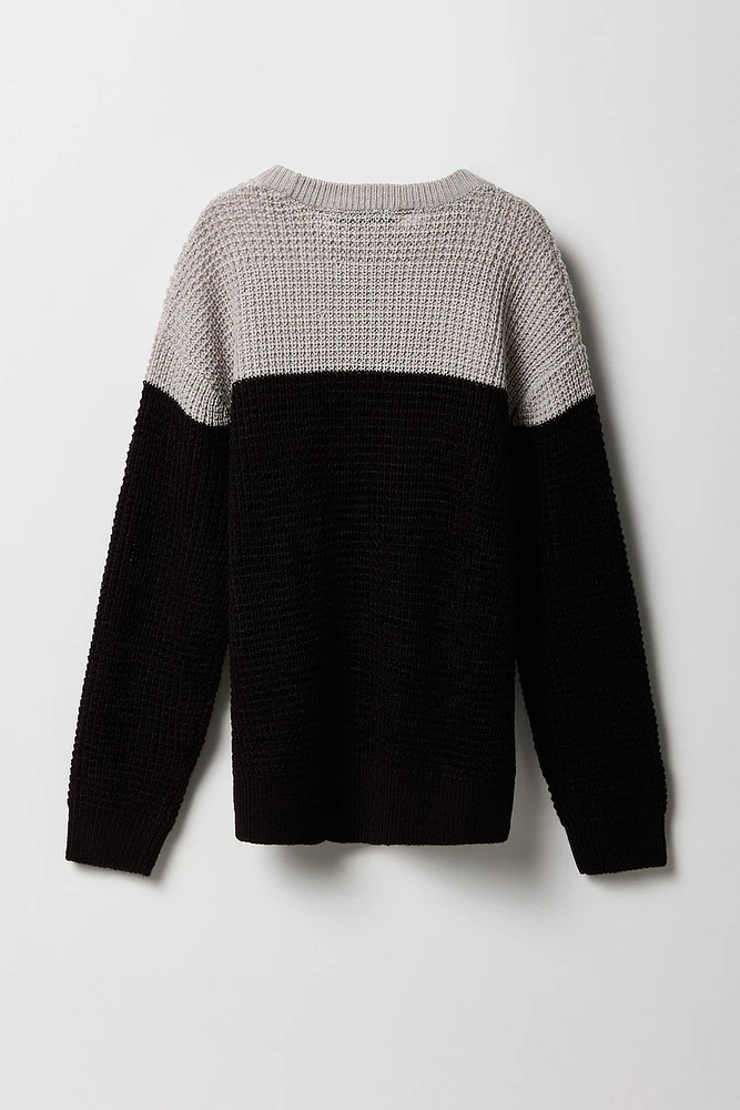 Boys Colourblock Waffle Knit Sweater