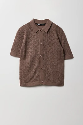 Haut boutonné en tricot de pointelle pour garçon