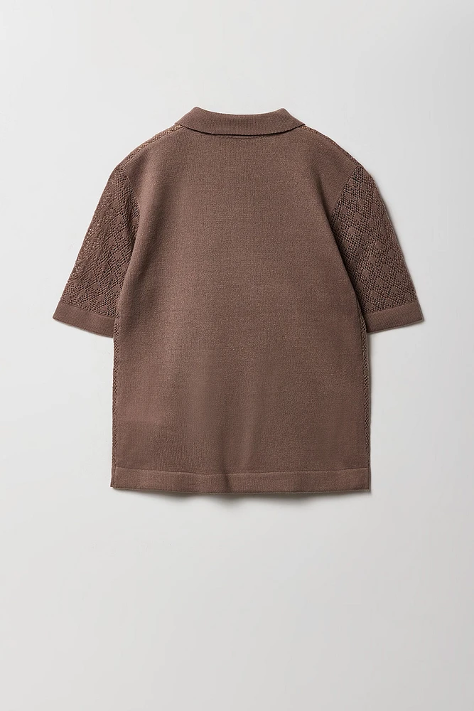 Haut boutonné en tricot de pointelle pour garçon
