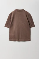 Haut boutonné en tricot de pointelle pour garçon