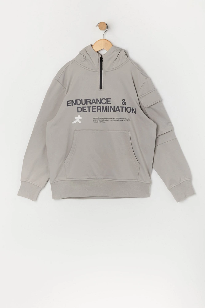 Boys Active Endurance Graphic Quarter Zip Hoodie