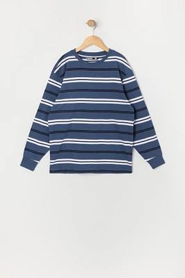 Boys Striped Crewneck Long Sleeve Top