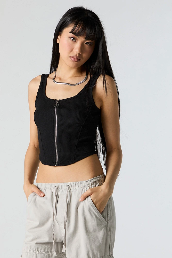 Scoop Neck Zip-Up Tank