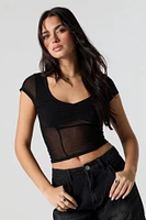 Mesh Sweetheart Crop Top