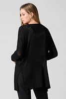 Semi-Sheer Knit Open Front Cardigan