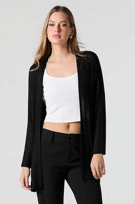 Semi-Sheer Knit Open Front Cardigan