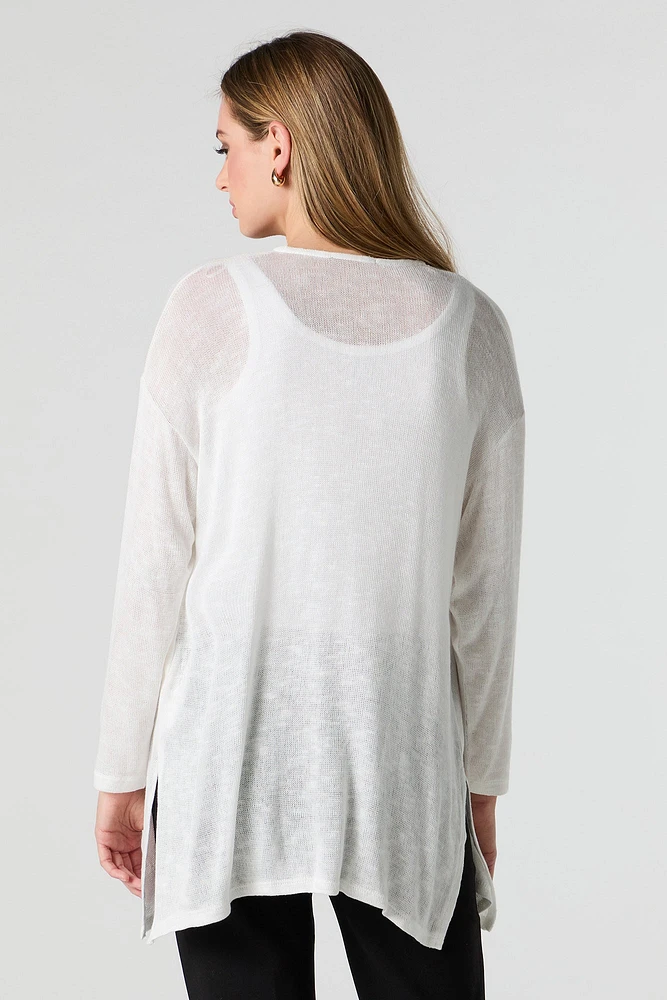 Cardigan ouvert en tricot semi-diaphane
