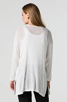 Cardigan ouvert en tricot semi-diaphane
