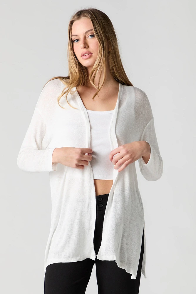 Cardigan ouvert en tricot semi-diaphane