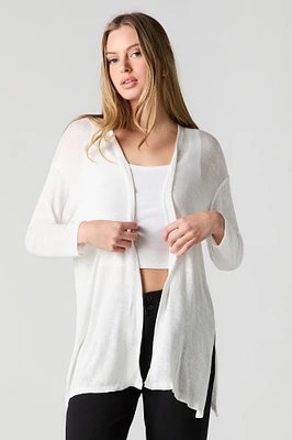 Cardigan ouvert en tricot semi-diaphane