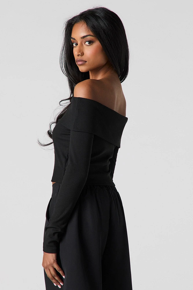 Ribbed Foldover Crop Top