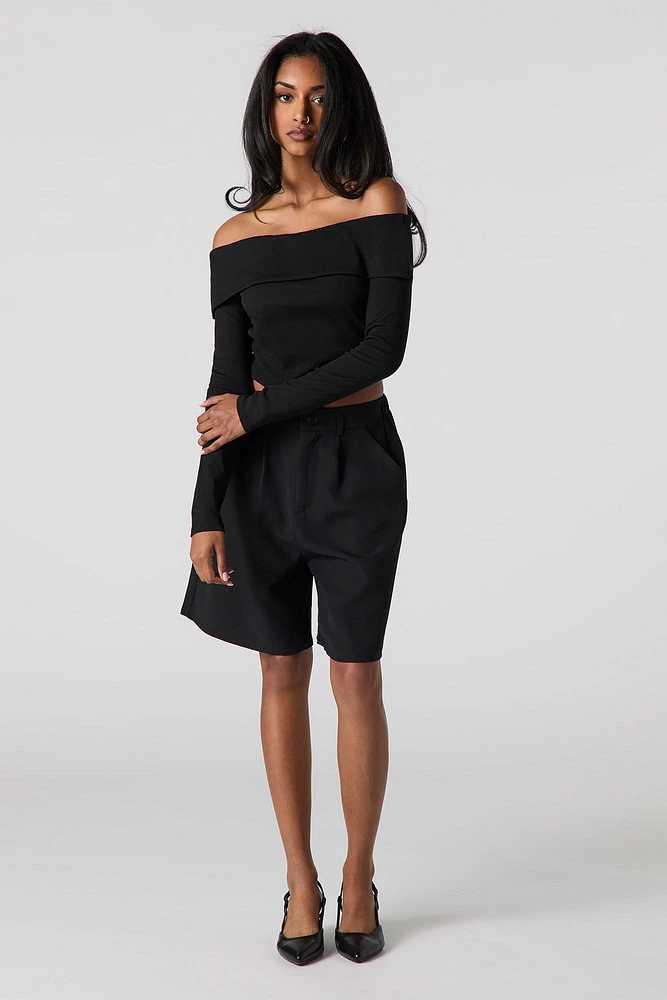 Ribbed Foldover Crop Top