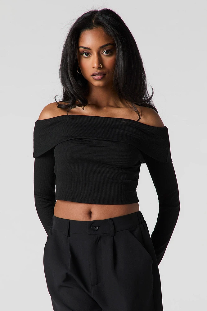 Ribbed Foldover Crop Top