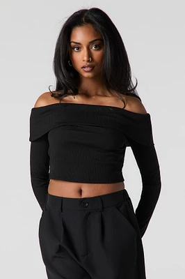 Ribbed Foldover Crop Top