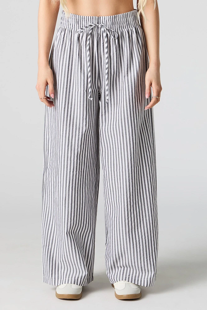 Striped Drawstring Wide Leg Pant