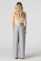 Striped Drawstring Wide Leg Pant
