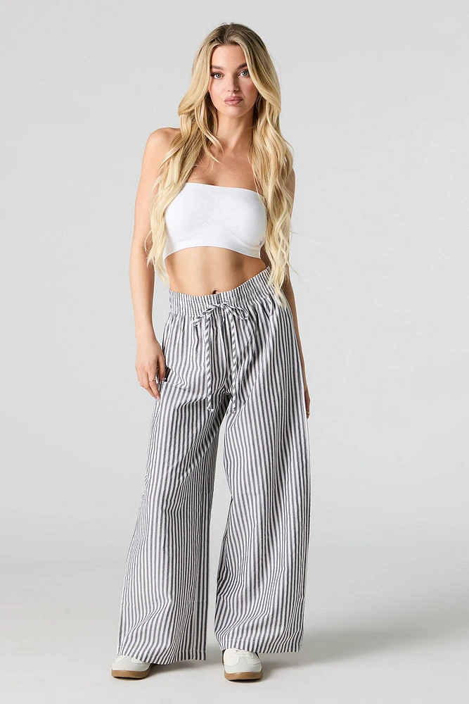 Striped Drawstring Wide Leg Pant