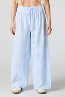 Pantalon à jambe large rayé avec taille coulissante
