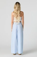 Pantalon à jambe large rayé avec taille coulissante