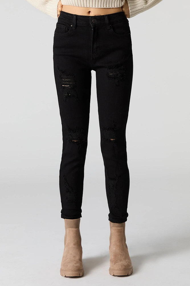 Distressed Capri Skinny Jean