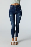 High Rise Distressed Cropped Skinny Jean