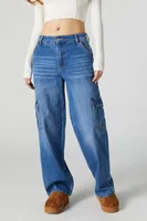 Medium Wash Wide Leg Cargo Jean