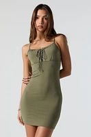 Lace-Up Bodycon Mini Dress